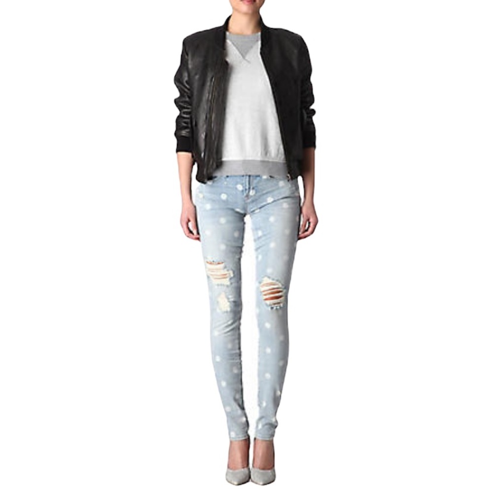 Marc Jacobs Rolled Slim White Polka Dot Jeans